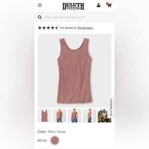 NWT Duluth Trading Co No-Yank Rib Tank